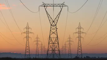 electric towers in the evening